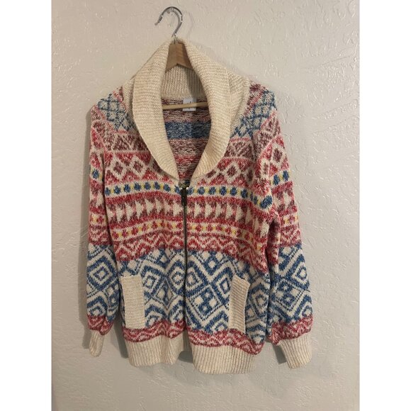 Cabi Highlands Fair Isle Multicolor Zip Up Sweater - Picture 3 of 11